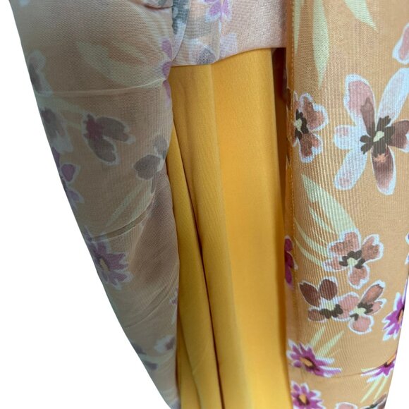 NWT Daniel Rainn  Floral Midi Dress Size M Crochet Neckline Yellow/Gold - Picture 4 of 5